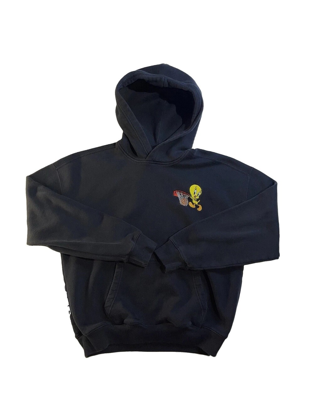 Hollister Tweety Bird Basketball Hoodie Men’s M Black Boxy Fit Looney Tunes